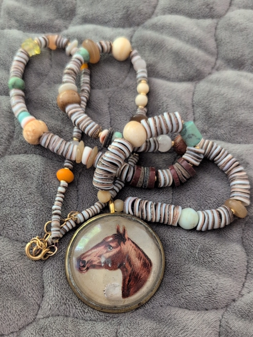 Horse Rosette Beaded Necklace